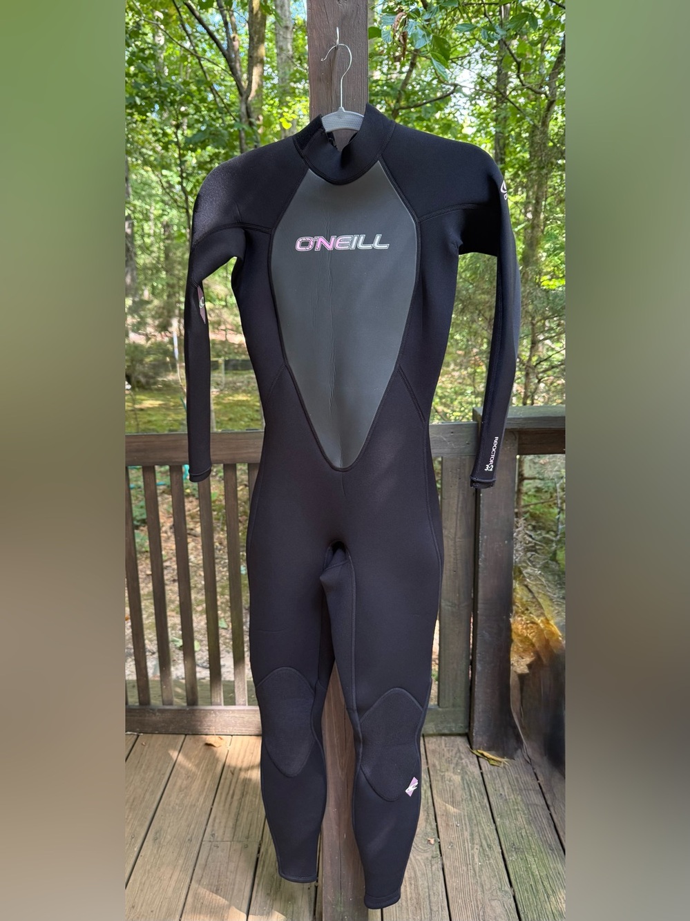 O’Neill Reactor 3/2mm Wetsuit Womens Size 6 Black Pink Full Suit Back Zip